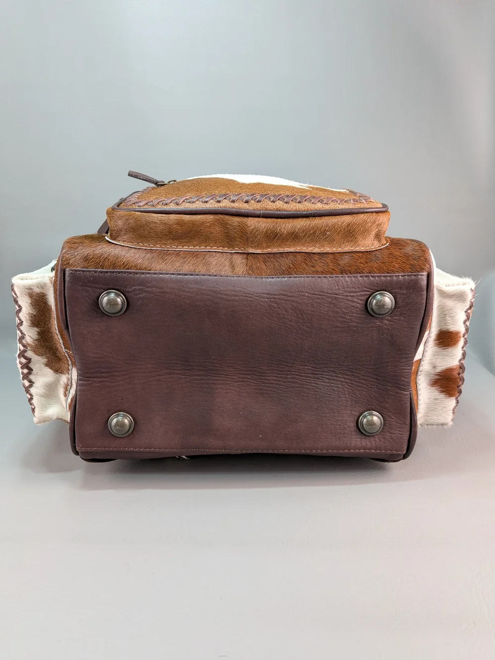 NWOT Western Leather Backpack Hair-On Hide Laptop Travel Diaper Turquoise Concho